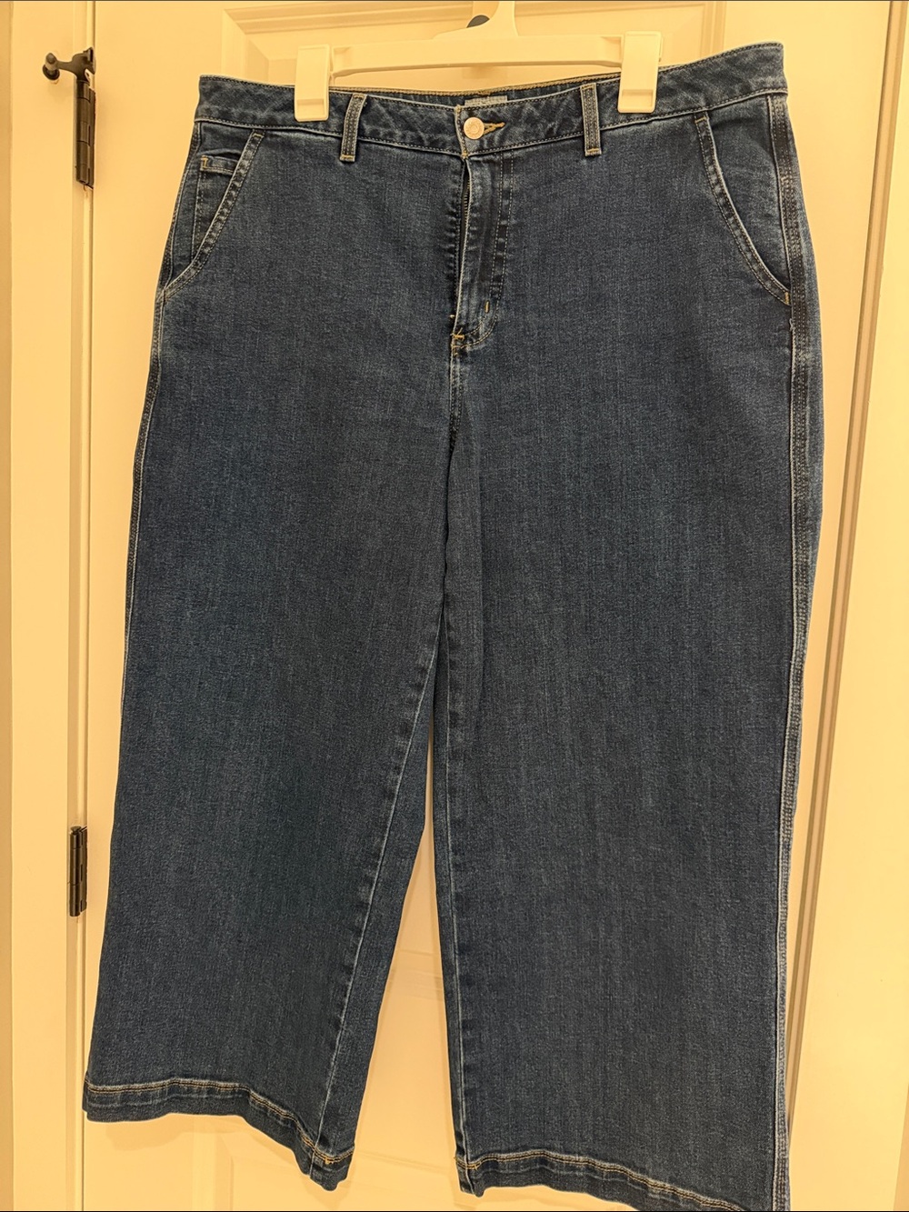 L.L. Bean Wide-Leg Denim Jeans in Dark Blue
